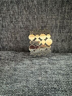 Cookie Lee Silver Tone Decorative circle Link Cuff Bracelet